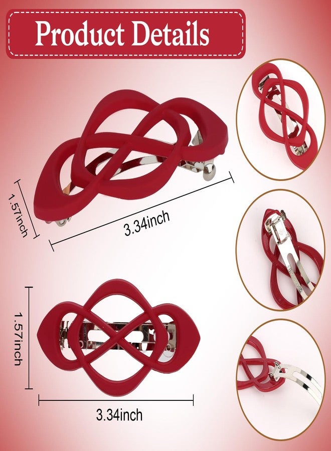 Amariver Hair Barrettes for Women 4packs Burgundy Hair Clips French Barrette Vintage HairClips f Stylish Accessories for Women Girls - Image 2